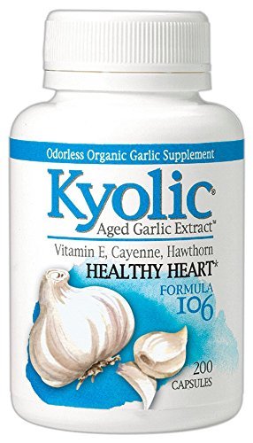 Kyolic Aged Garlic Extract Cayenne, Hawthorn Berry Formula 106, 200 caps