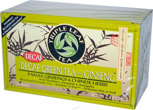 Triple Leaf Tea: Decaf Green Tea w/Ginseng 20 bag