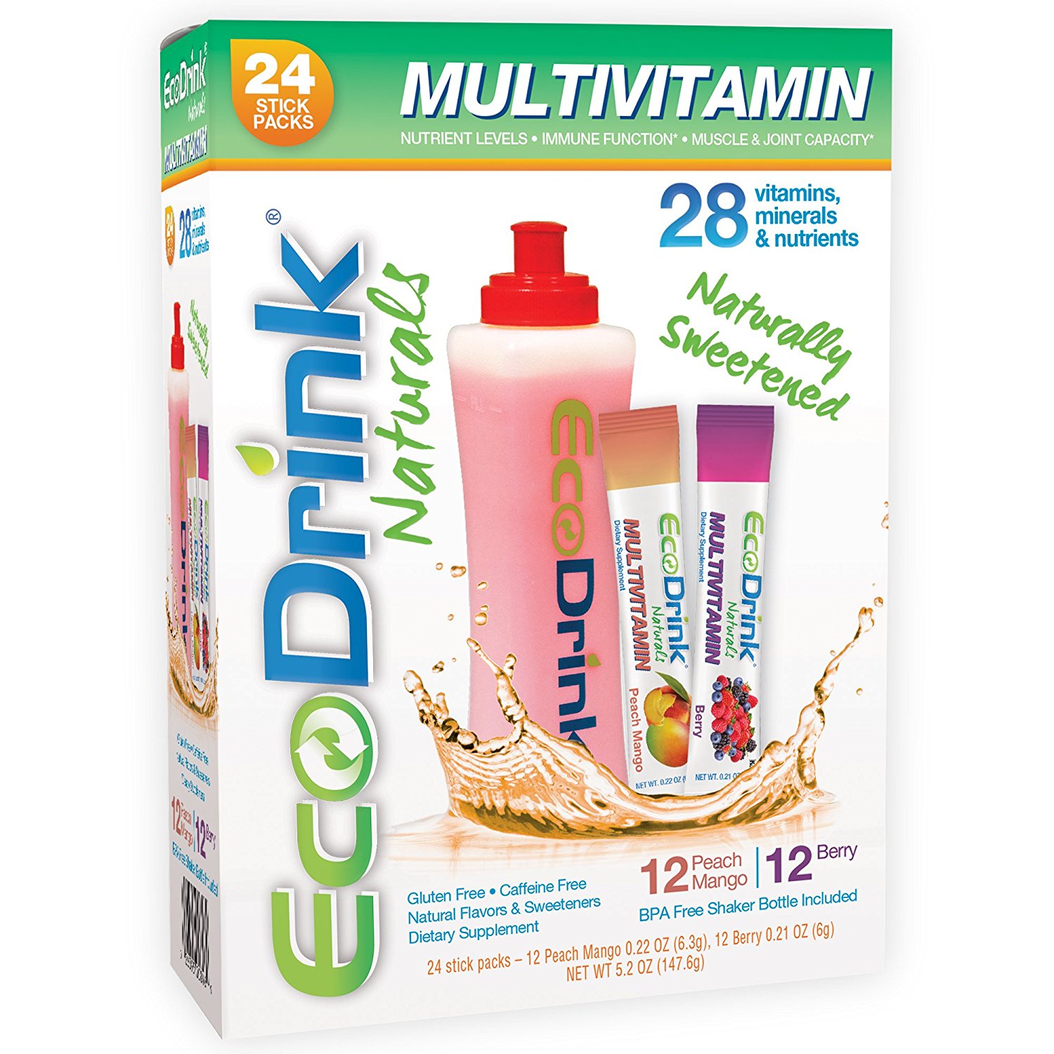 LILY OF THE DESERT NUTRITION: EcoDrink Variety Pack w/Bottle Berry PlusPeach Stick Packets 1 set