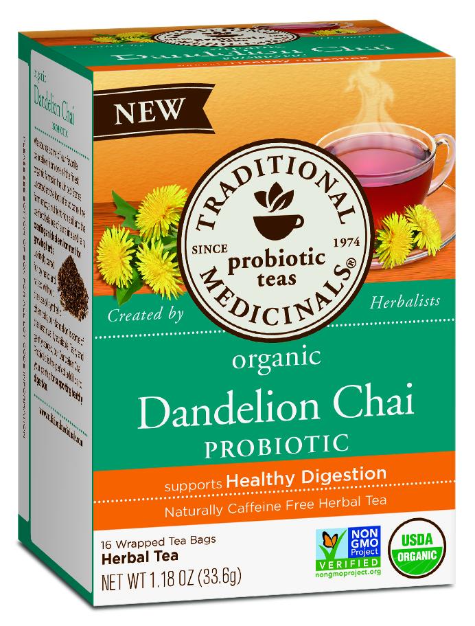 TRADITIONAL MEDICINALS TEAS: Organic Tea Dandelion Chai Probiotic 16 bag