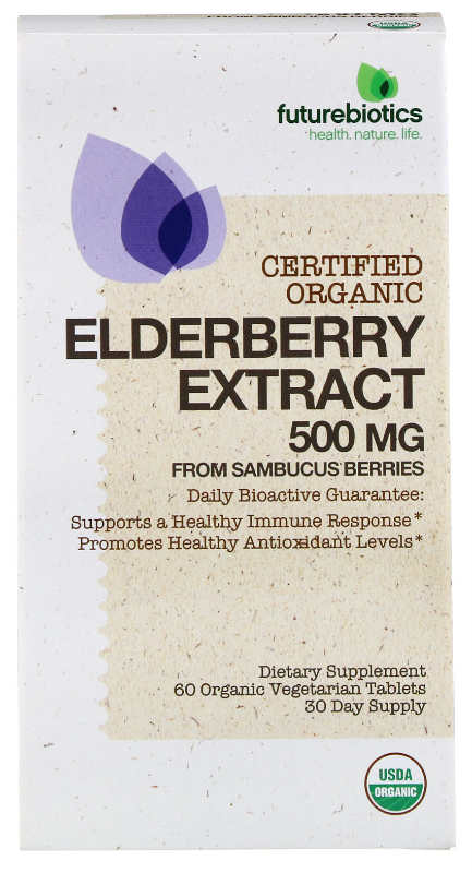 FUTUREBIOTICS: Certified Organic Elderberry Extract 500 mg 60 tab vegi