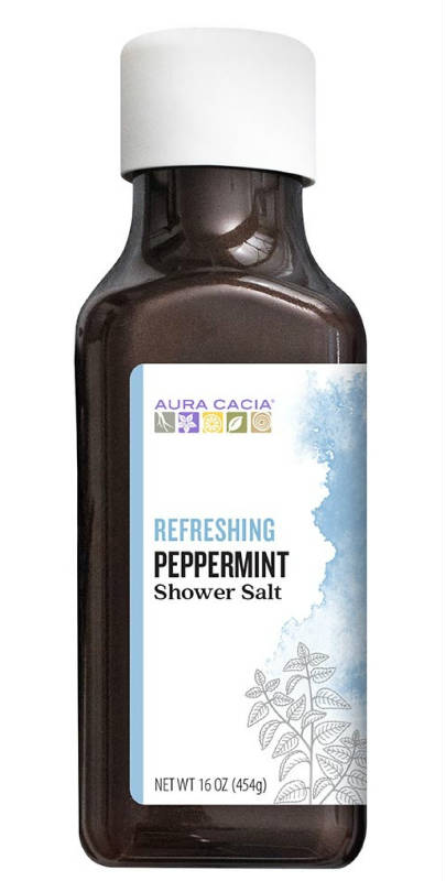 AURA CACIA: Refreshing Peppermint Shower Salt 16 ounce