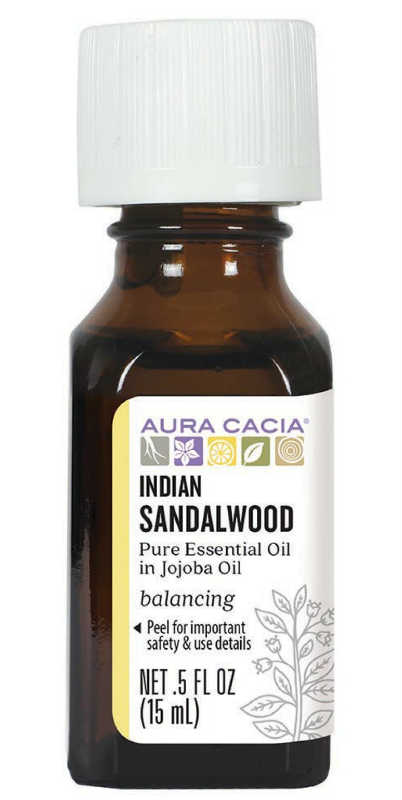 AURA CACIA: Indian Sandalwood (in Jojoba Oil) 0.5 ounce