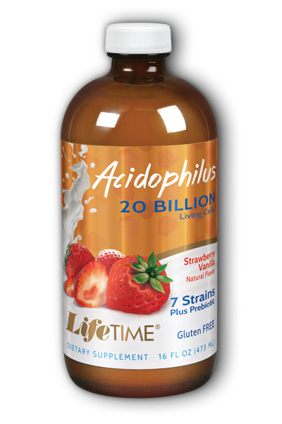 Acidophilus With FOS Strawberry 16 oz Liq from Life Time