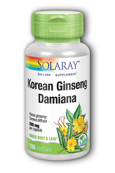 Solaray: Ginseng and Damiana 100ct 380mg