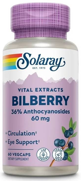 Solaray: Bilberry Extract 60ct 60mg