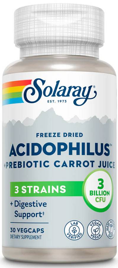Solaray: Acidophilus plus carrot juice 30ct 3bil
