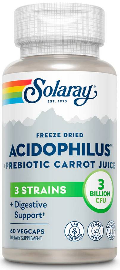 Solaray: Acidophilus plus carrot juice 60ct 3bil