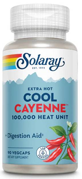 Solaray: Extra Hot Cool Cayenne 90ct 100000hu