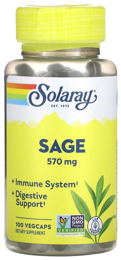 Organic Sage Root 570mg 100ct vcaps from Solaray