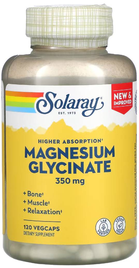 Magnesium Glycinate 350mg 120 VegCaps from Solaray