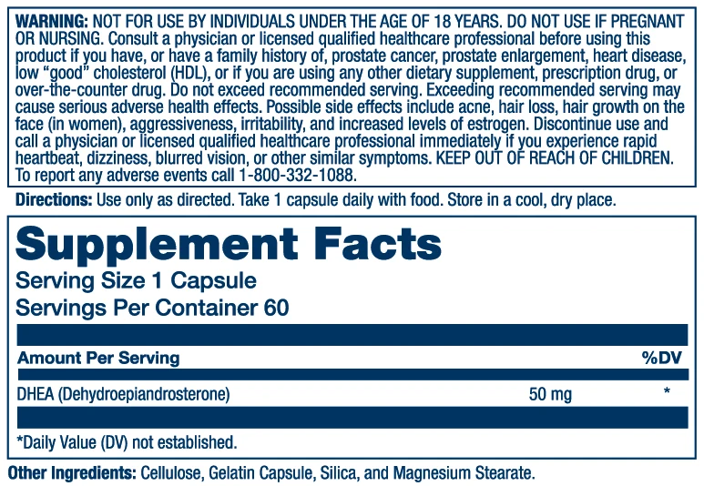 Solaray DHEA 50mg ingredients 