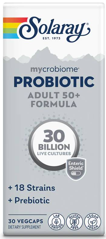 Solaray: Mycrobiome Probiotic Adult 50 Plus Formula 30 Billion 30 Enteric Coated Vcaps