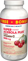 AMERICAN HEALTH: Super Acerola 500mg Bonus 250Plus50 wafers
