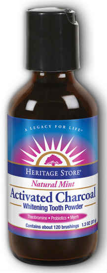 Heritage Store: Activated Charcoal Tooth Powder Vegan Powder Natural Mint (Btl-Plastic) 1.3oz