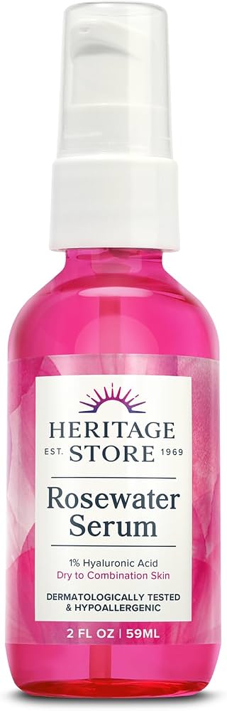 Heritage Store: Rosewater Serum with 1% HA 2 oz Drops