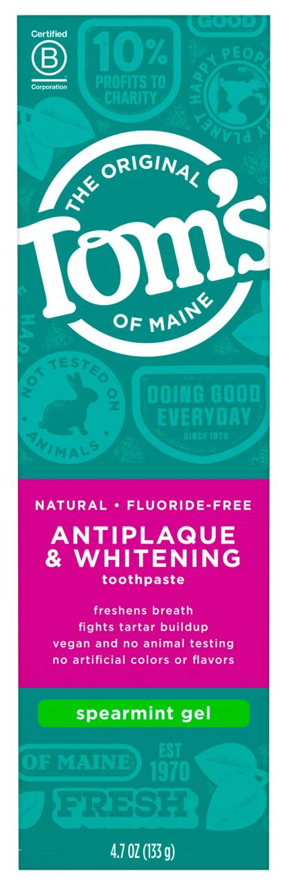 TOM'S OF MAINE: Toothpaste Anti-Plaque PlusWhitening Gel Spearmint 5.5 oz
