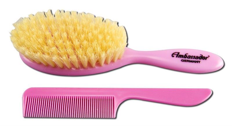 FUCHS BRUSHES: Hairbrush Baby Brush and Comb Set Pink 5129 1 unit