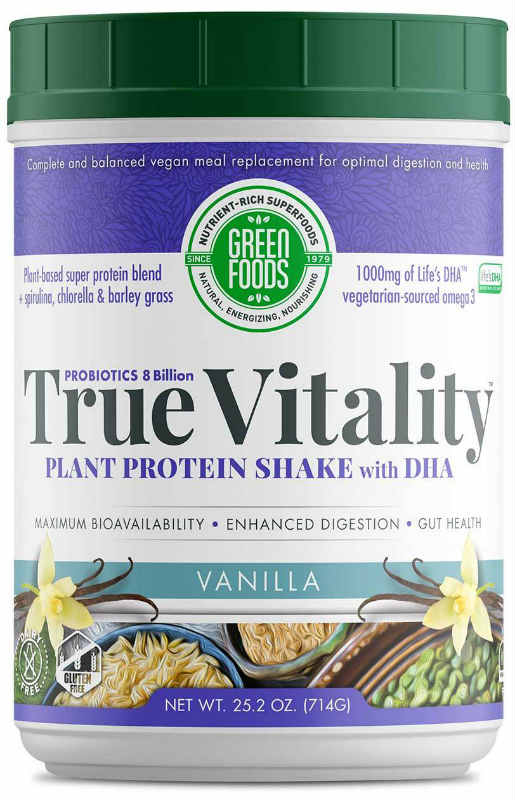 GREEN FOODS CORPORATION: True Vitality Plant Protein Shake with DHA-Vanilla 25.2 ounce