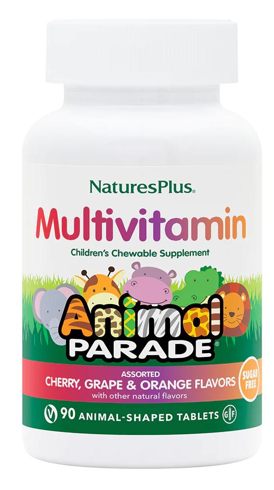 Natures Plus: Source of Life Animal Parade Sugar Free Multi D3 Assorted Flavors 90 Chewables