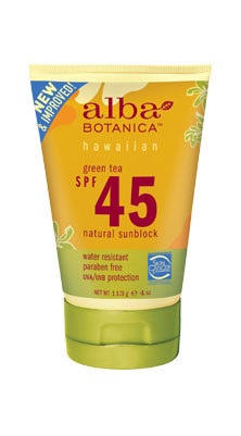 ALBA BOTANICA: Hawaiian Green Tea SPF 45 Plus Sunscreen 4 oz