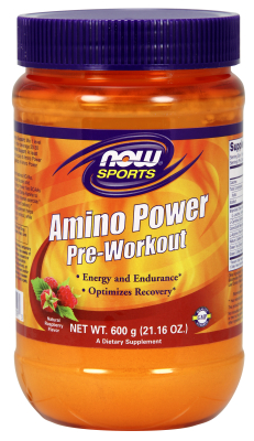 NOW: Amino Power Pre Workout Raspberry Flavor 600 Grams