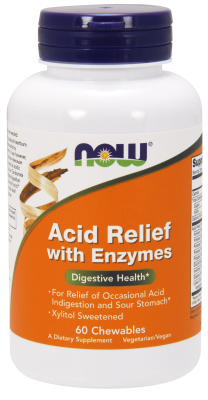 NOW: ACID RELIEF CHEWABLE ENZYMES 60 LOZENGES
