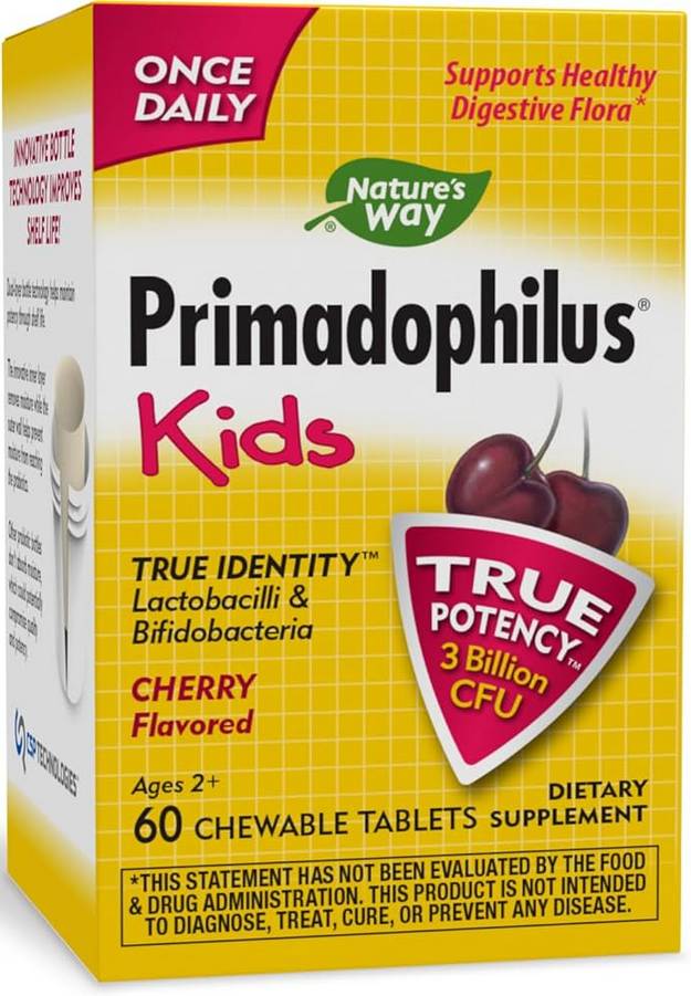 Natures Way: Primadophilus for Kids Cherry Flavored 3 Billion CFU 60 Chewable