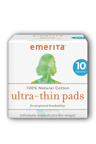 Emerita: Cotton Ultra Thin Pads Daytime w/Wings 10 ct Pad