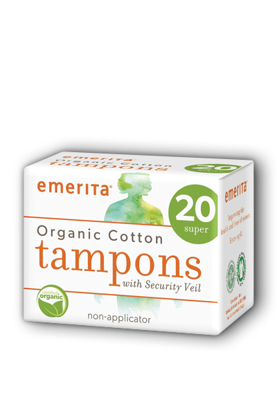 emerita: Organic Cotton Super Non-Applicator Tampons 20 ct Tamp
