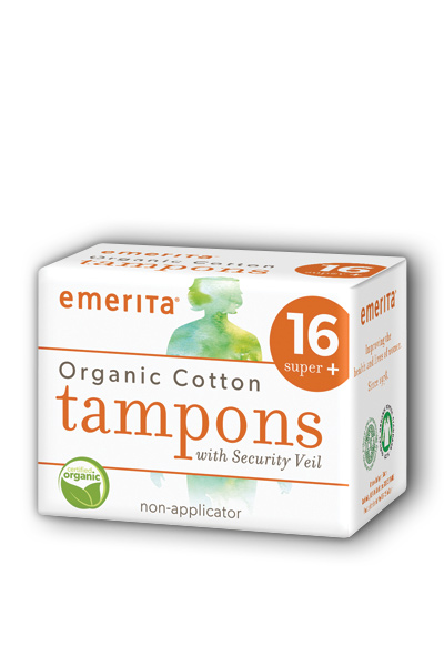 emerita: Organic Cotton Super Plus Non-Applicator Tampons 16 ct Tamp