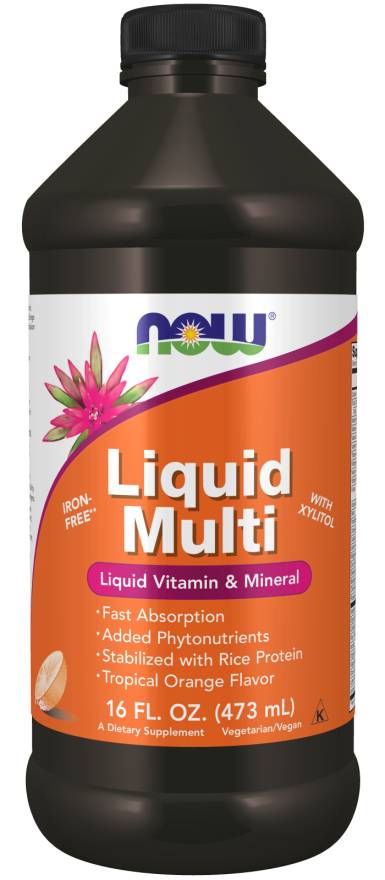 NOW: Liquid Multi Tropical Orange Flavor Non-GE 16 oz.