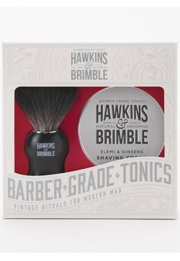 HAWKINS & BRIMBLE: Shaving Gift Set w/ Shave Brush & Cream 2 pc