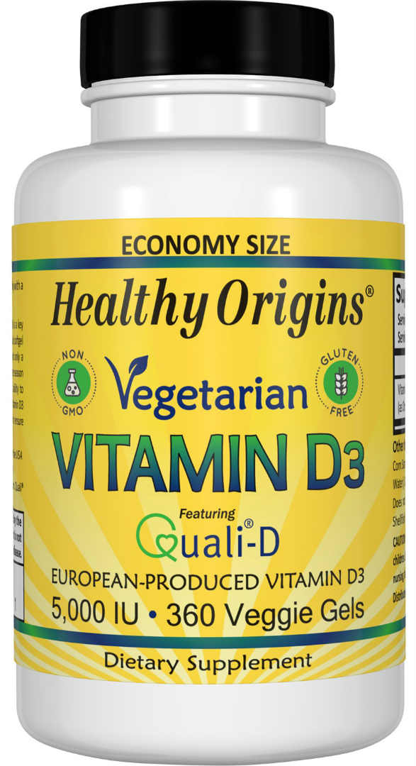 Vegetarian Vitamin-D3 5000 IU 360 softgel vegi from HEALTHY ORIGINS