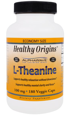 HEALTHY ORIGINS: L-Theanine 100mg (Alphawave) 180 Veggie Capsules 180 cap vegi