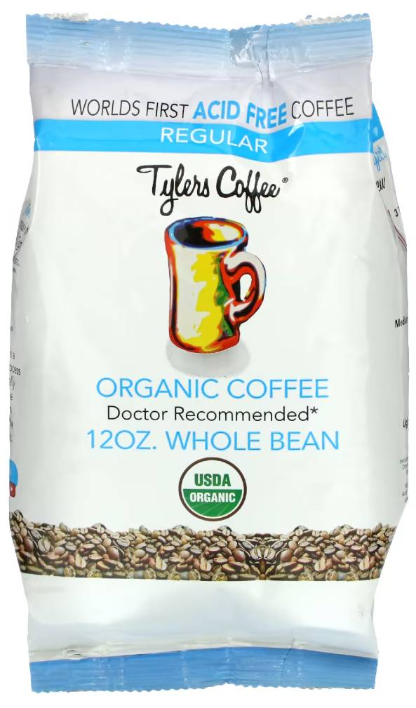 TYLERS COFFEE: Organic Regular Whole Bean Acid-Free Coffee 12 oz