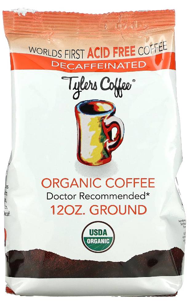TYLERS COFFEE: Organic Decaf Ground Acid-Free Coffee 12 oz