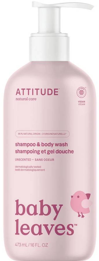 ATTITUDE: Baby Leaves 2-in-1 Foaming Wash Fragrance-Free 8.4 OUNCE