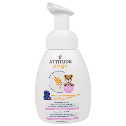 ATTITUDE: Sensitive Skin Care Natural Baby Bottle & Dishwashing Foam - Baby 9.9 oz