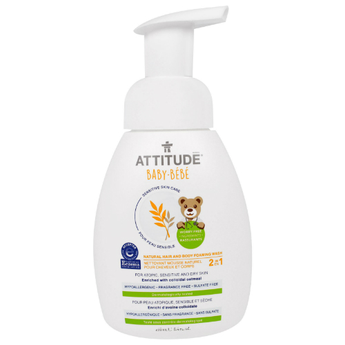 ATTITUDE: Sensitive Skin Care 2-in-1 Natural Hair and Body Foaming Wash - Baby 8.4 oz