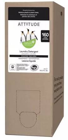 ATTITUDE: Laundry Detergent 160 Loads Unscented 135.26 OUNCE