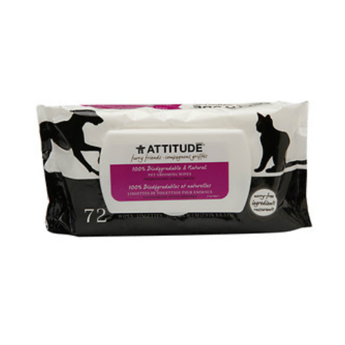 ATTITUDE: Pet Grooming Wipes 100% Biodegradable Natural 72 ct
