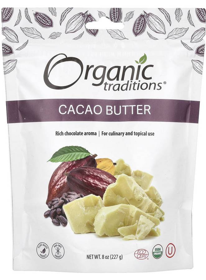 ORGANIC TRADITIONS: Cacao Butter 8 OUNCE