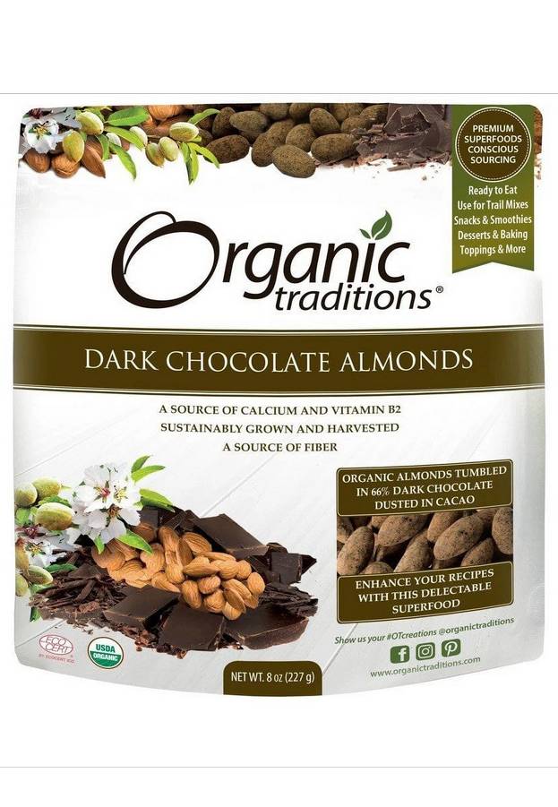 ORGANIC TRADITIONS: Almonds Chili Dark Chocolate 8 OUNCE