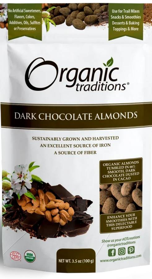 ORGANIC TRADITIONS: Almonds Dark Chocolate 3.5 OUNCE