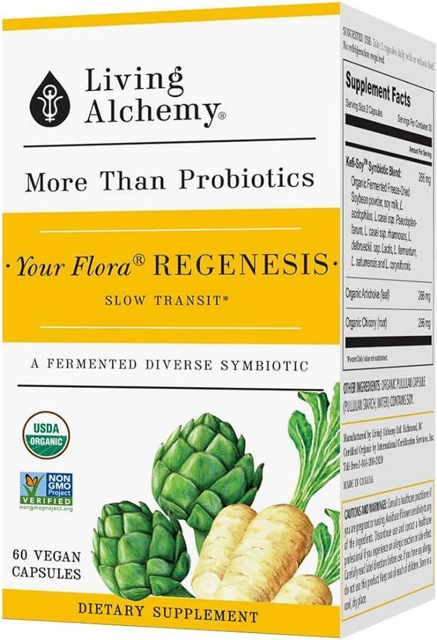 LIVING ALCHEMY: Your Flora Probiotics Regenesis: Slow Transit & Post Antibiotics 60 CAPSULE