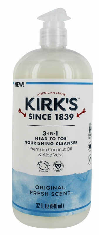 KIRKS NATURAL: 3-in-1 Head to Toe Nourishing Cleanser Original Fresh Scent 32 oz