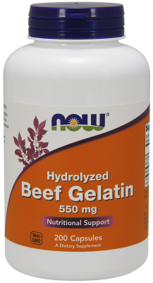 NOW: BEEF GELATIN 550mg HYDROLYZED 200 caps