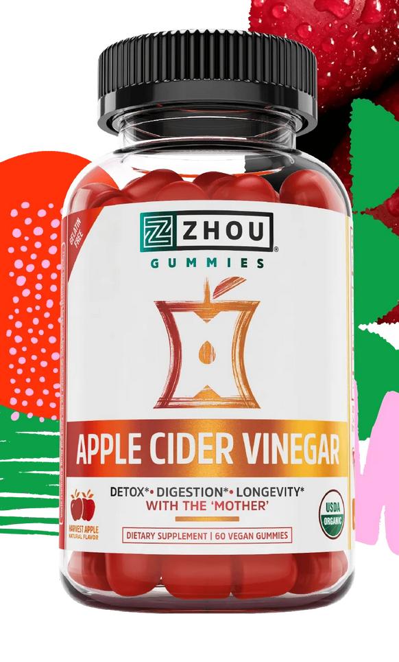 Zhou Nutrition: Apple Cider Vinegar Gummies Apple Flavor 60 chews
