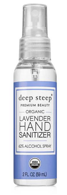 DEEP STEEP: USDA Organic Sanitizer Spray 62% Alcohol Lavender 2 OUNCE